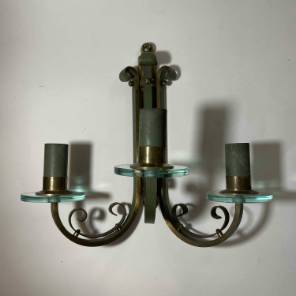 A Pair of Art Deco Glass and Metal Wall Lights